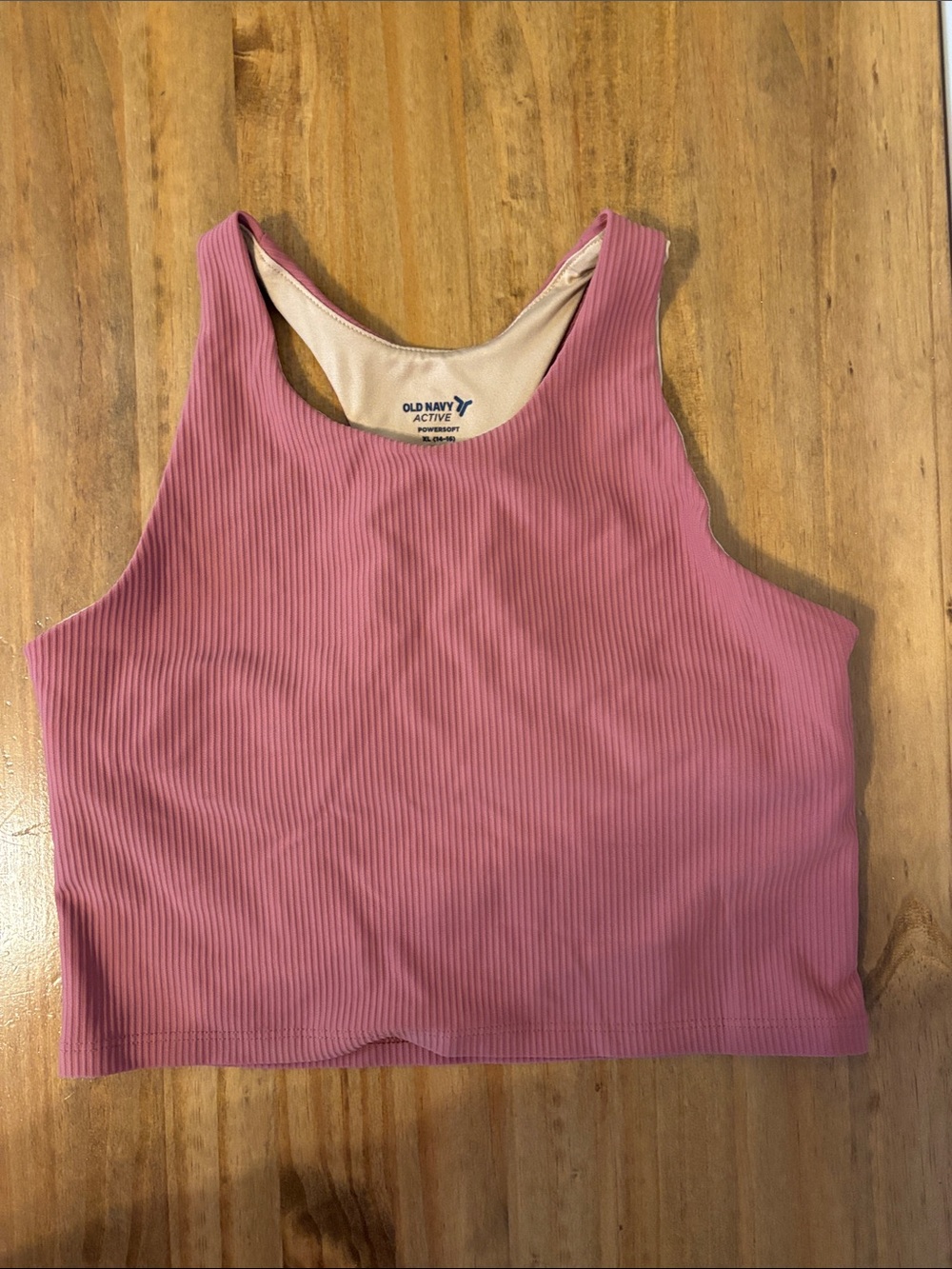 Old Navy Pink Ribbed High-Neck Sports Crop
